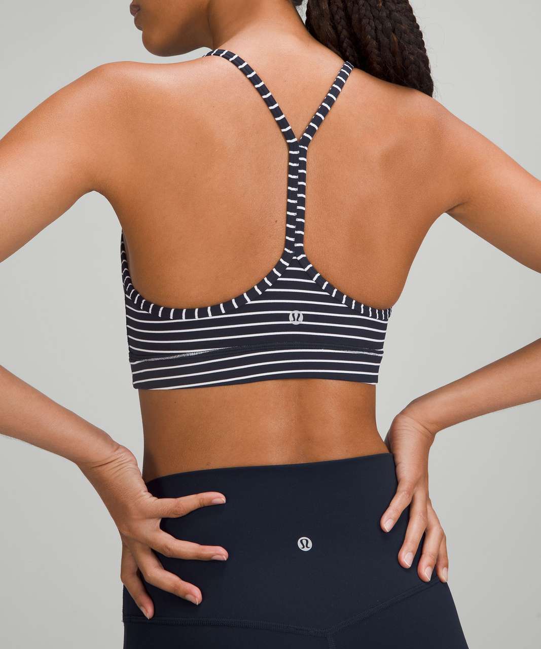 LULULEMON FLOW Y BRA STRIPE TEAL/BLACK 4/XS