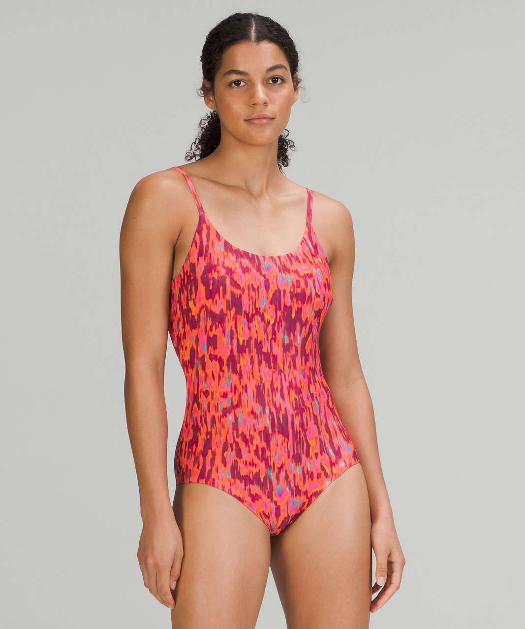 Lululemon Waterside One-Piece Swimsuit *B/C Cup, Medium Bum Coverage - Harmonize Fluro Pink Multi