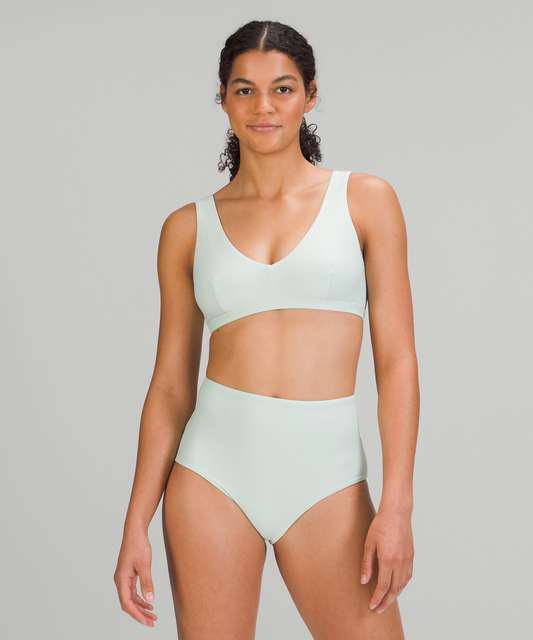 Lululemon Waterside Swim Bikini Top C Cup Sz 2 + Mid Rise Bottom XS xsmall  White