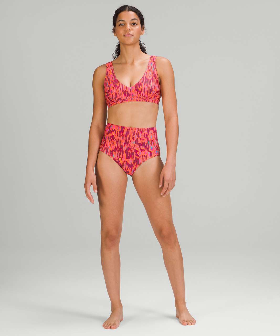 Lululemon Waterside V Swim Top *C/D Cup - Harmonize Fluro Pink Multi - lulu  fanatics