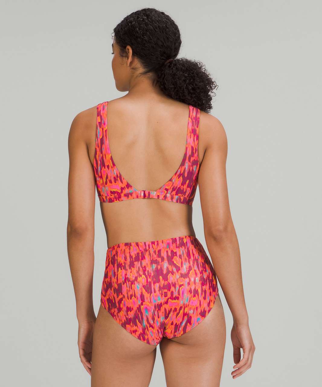 Lululemon Waterside V Swim Top *C/D Cup - Harmonize Fluro Pink Multi