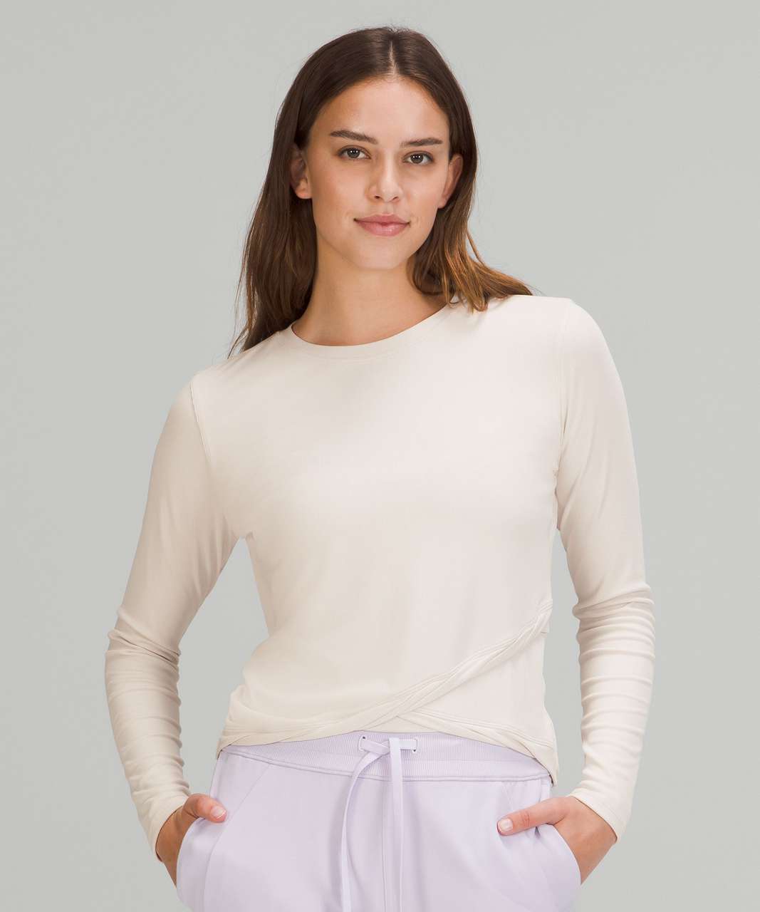 Twist-Front Long-Sleeve Top