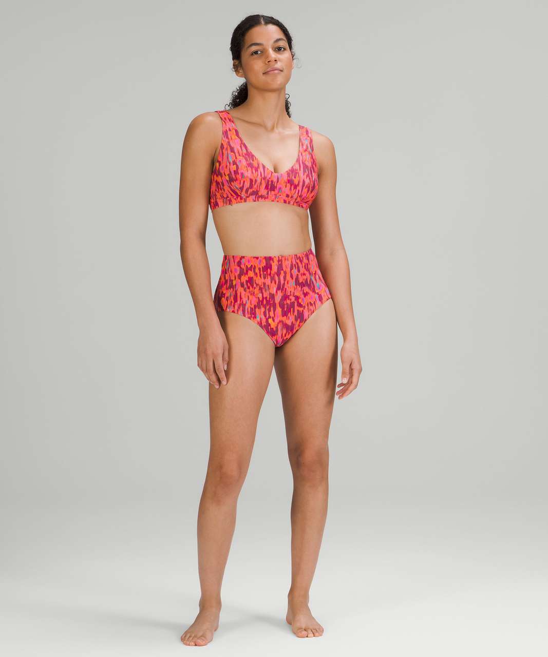 Lululemon Waterside High-Waist Swim Bottom *Medium Bum Coverage - Harmonize Fluro Pink Multi