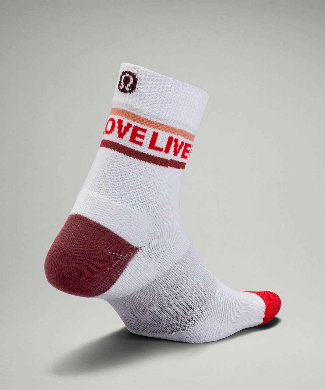 Lululemon Daily Stride Mid-Crew Sock *Love - Grenadine Red / Mulled Wine