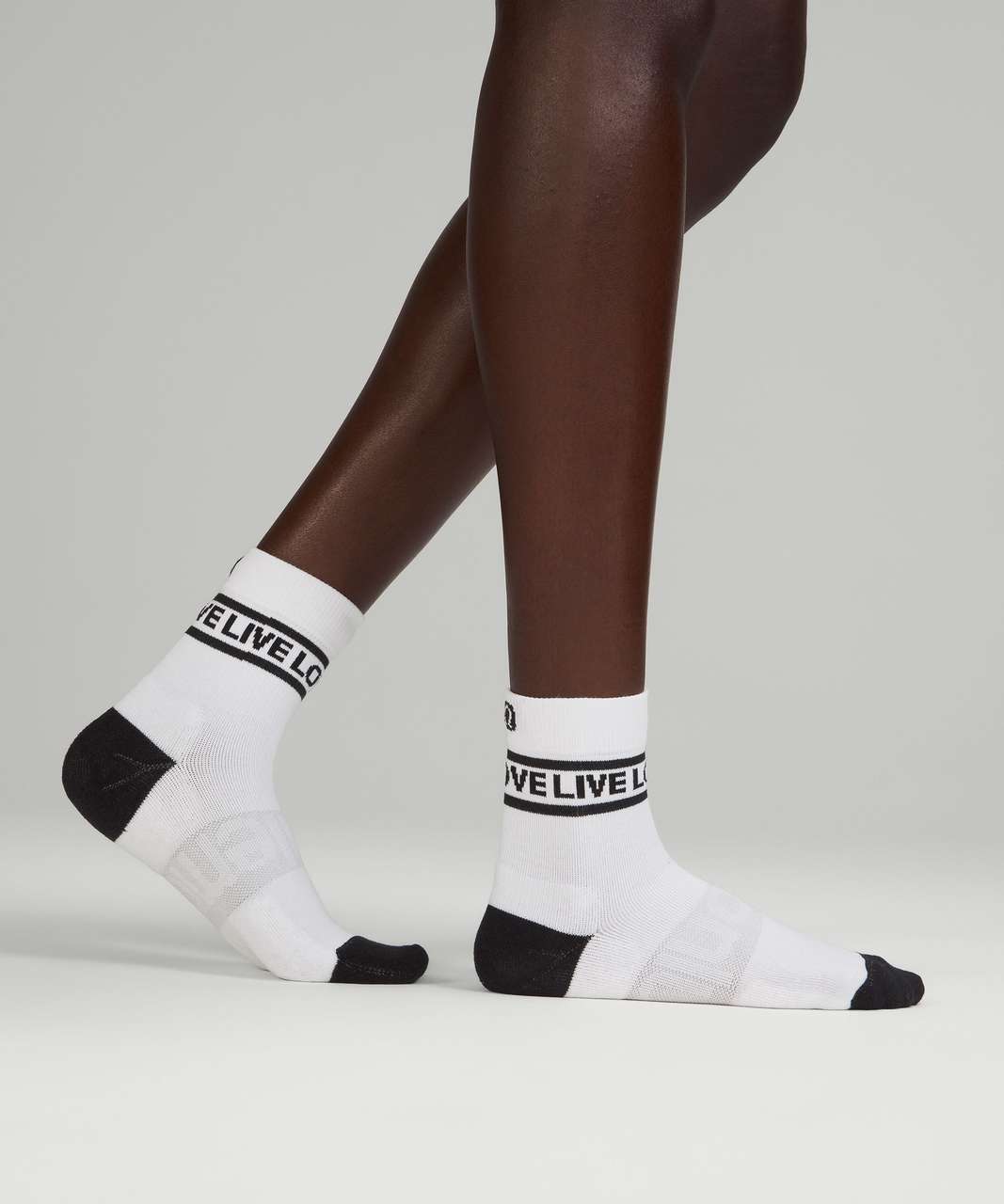 Lululemon Daily Stride Mid-Crew Sock *Love - Black / Black