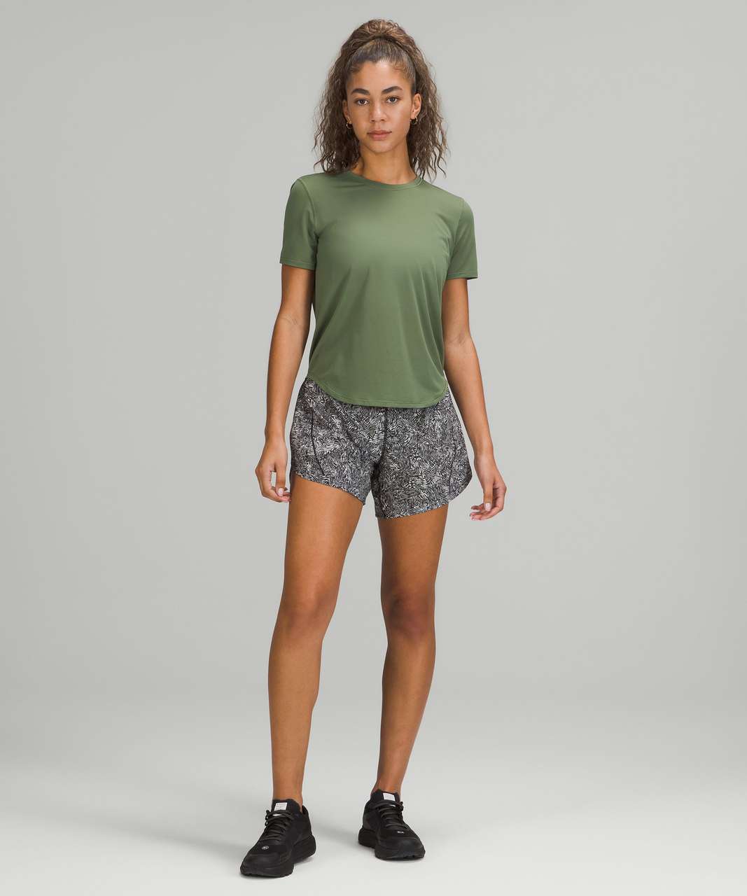 Lululemon High Neck Running and Training T-Shirt - Green Twill