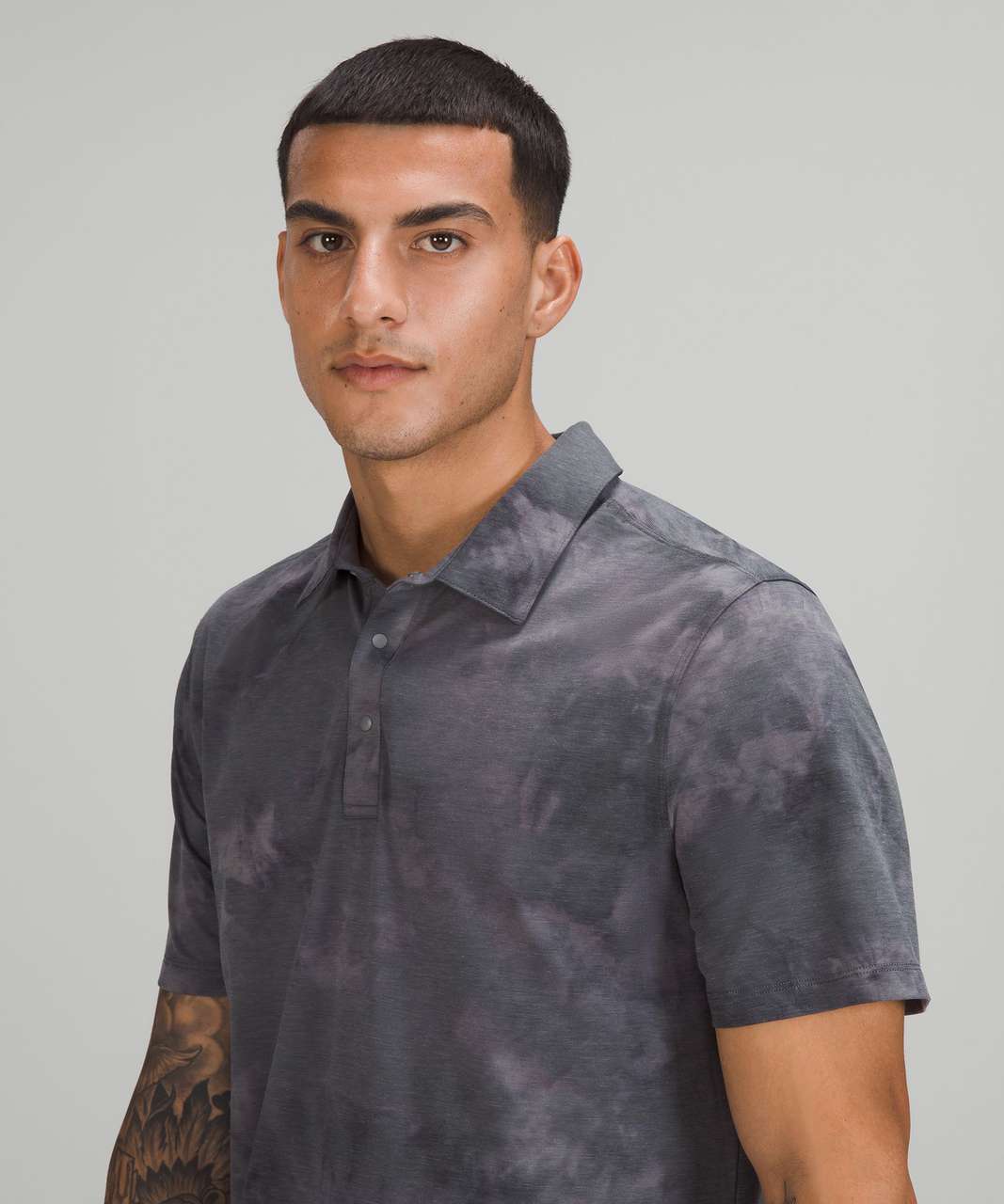 Lululemon Evolution Short Sleeve Polo Shirt - Diamond Dye Asphalt Grey Black