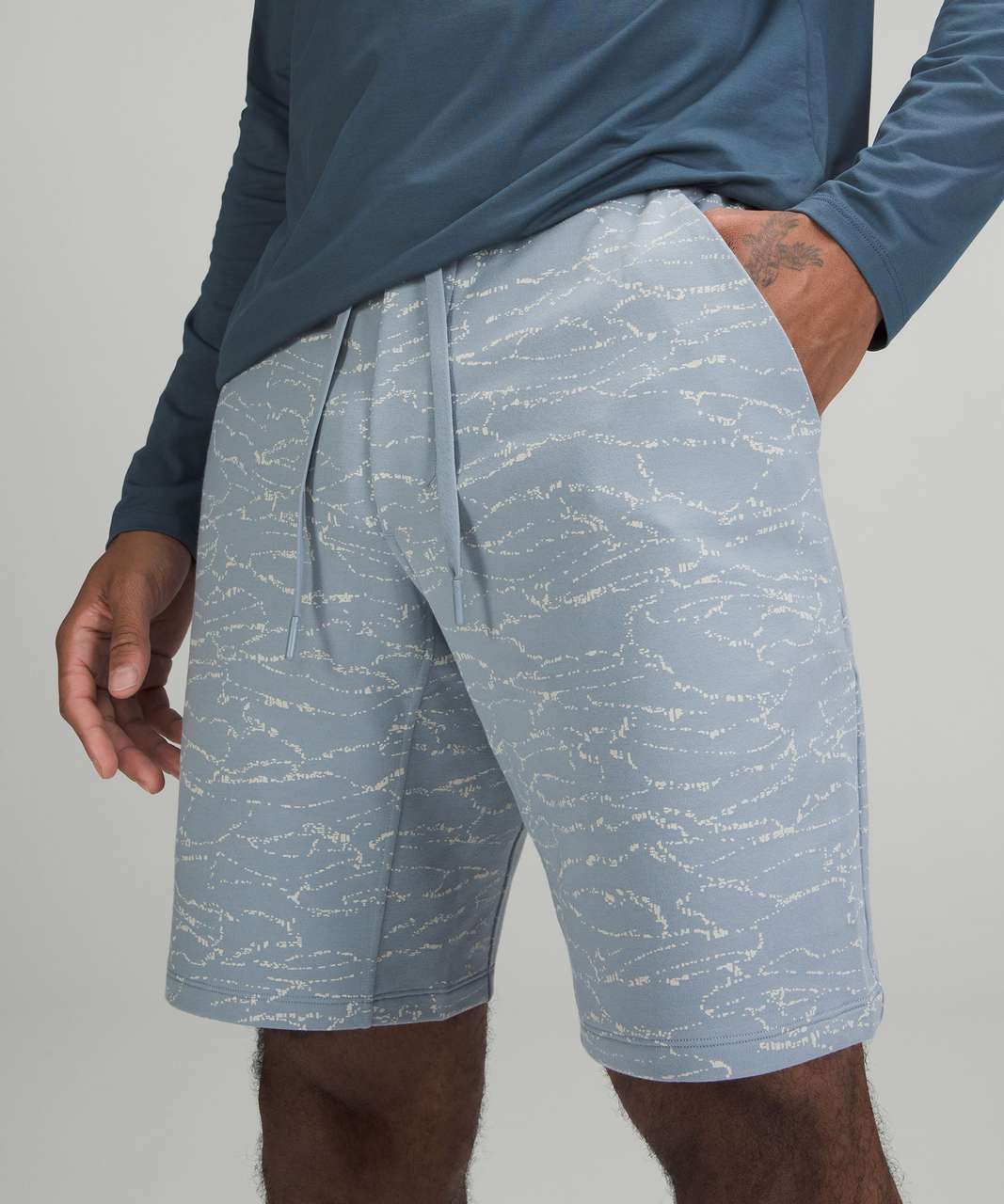 Lululemon City Sweat Short 9" - Pin Drop Camo Chambray White Opal