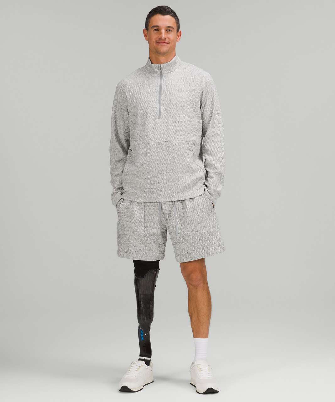 Lululemon At Ease Half-Zip - Heathered Melody Light Grey / Black