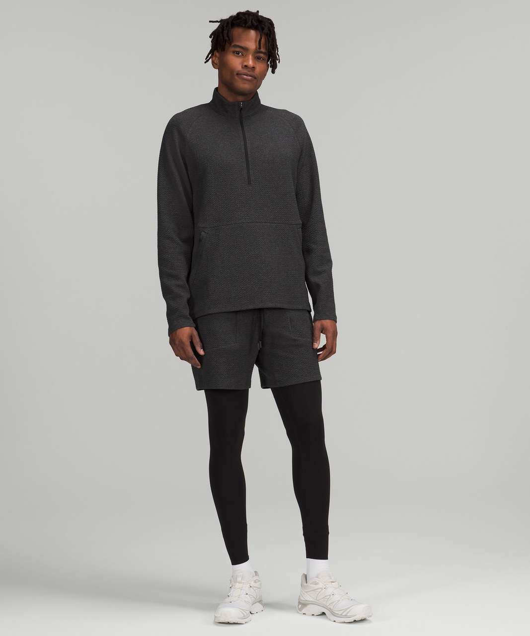 Lululemon At Ease Half-Zip - Heathered Black / Black