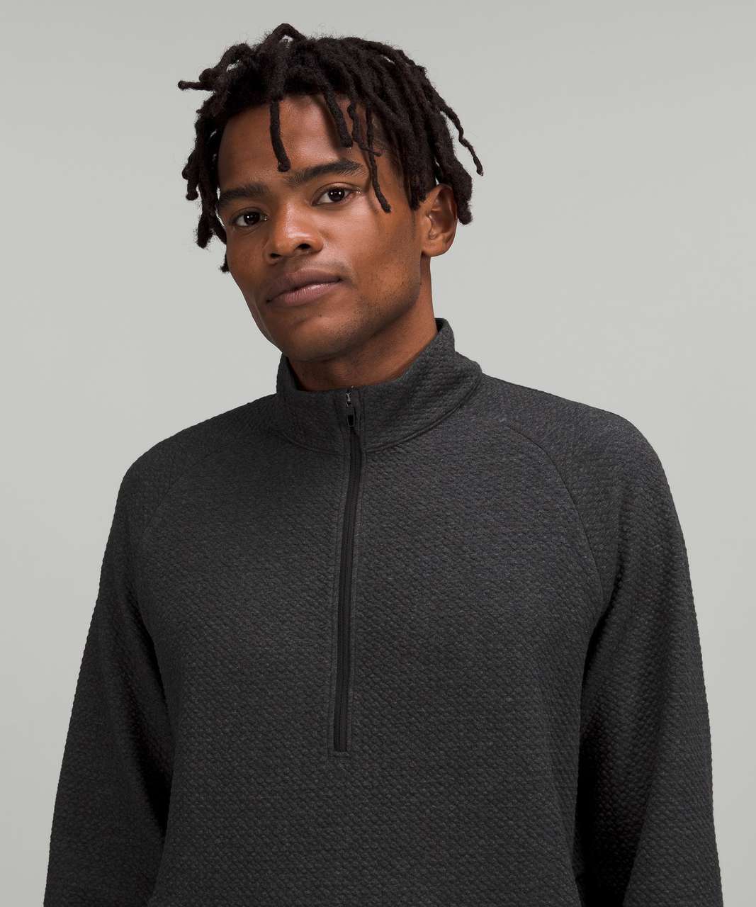 Lululemon At Ease Half-Zip - Heathered Black / Black - lulu fanatics