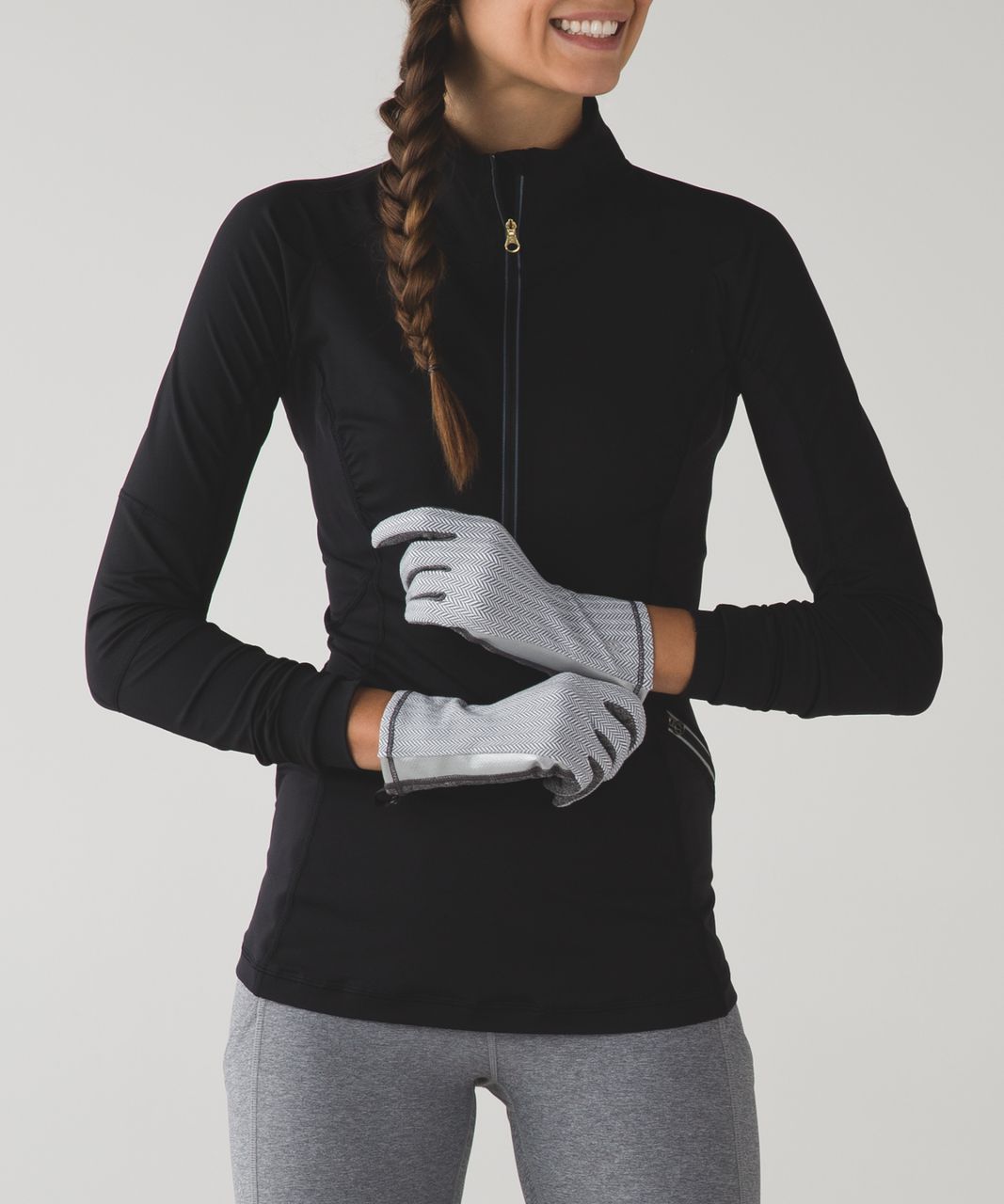 Lululemon Run With Me Gloves - Heathered Herringbone Heathered White Slate