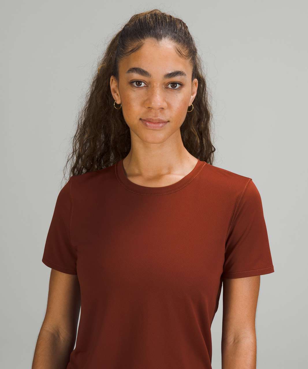 Lululemon Athletica Color Block Stripes Burgundy Active T-Shirt