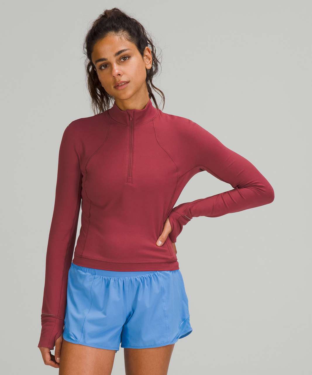 Lululemon Its Rulu Run Cropped Half Zip - Medium Forest - lulu fanatics