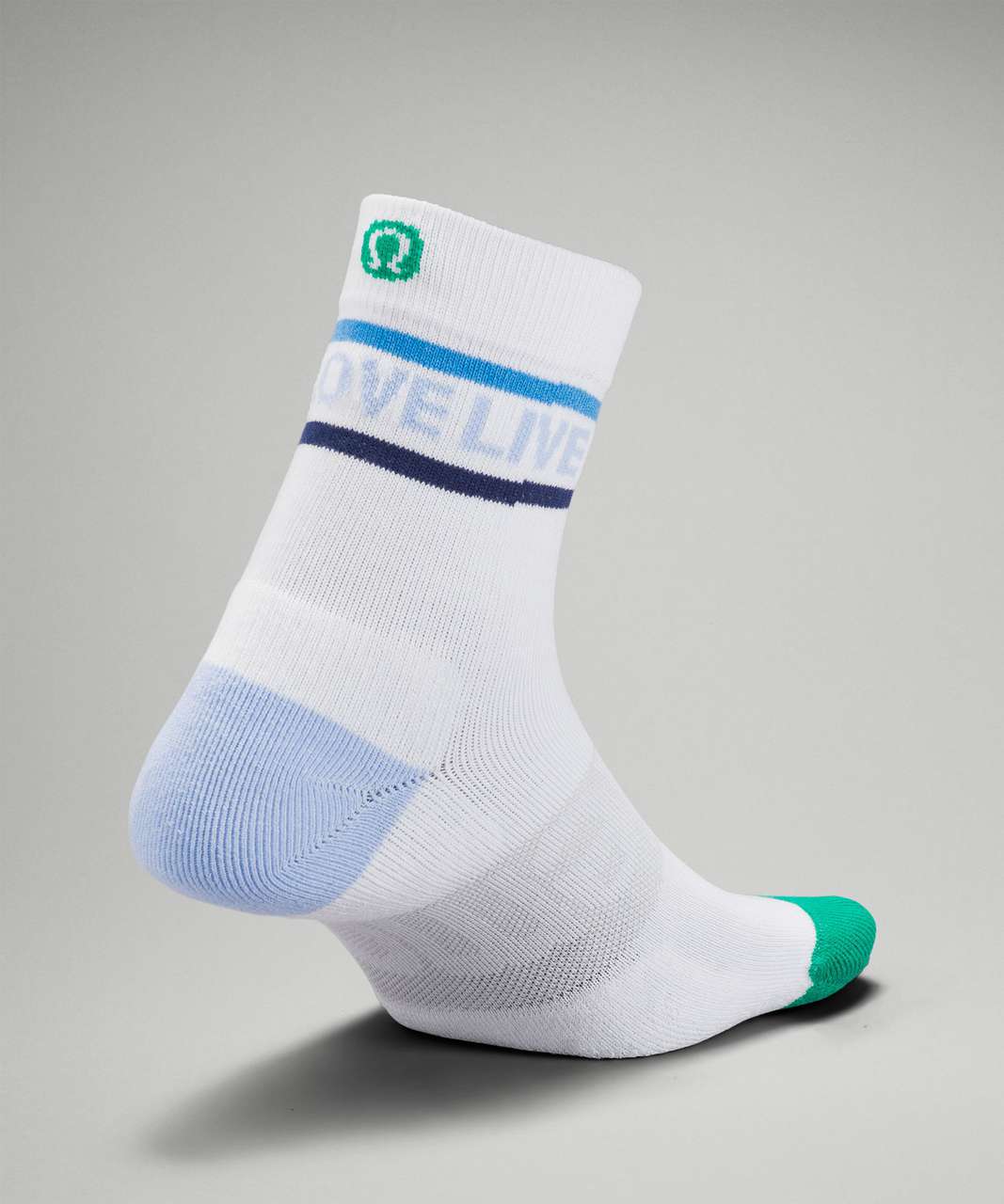 Lululemon Daily Stride Mid-Crew Sock *Love - Emerald Ice / Night Sea