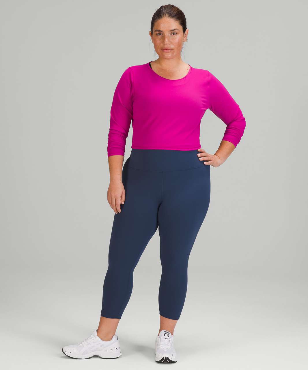 New Women's Lululemon Wunder Train HR Crop 23 - BNIL (Blue Nile) - Size 12  