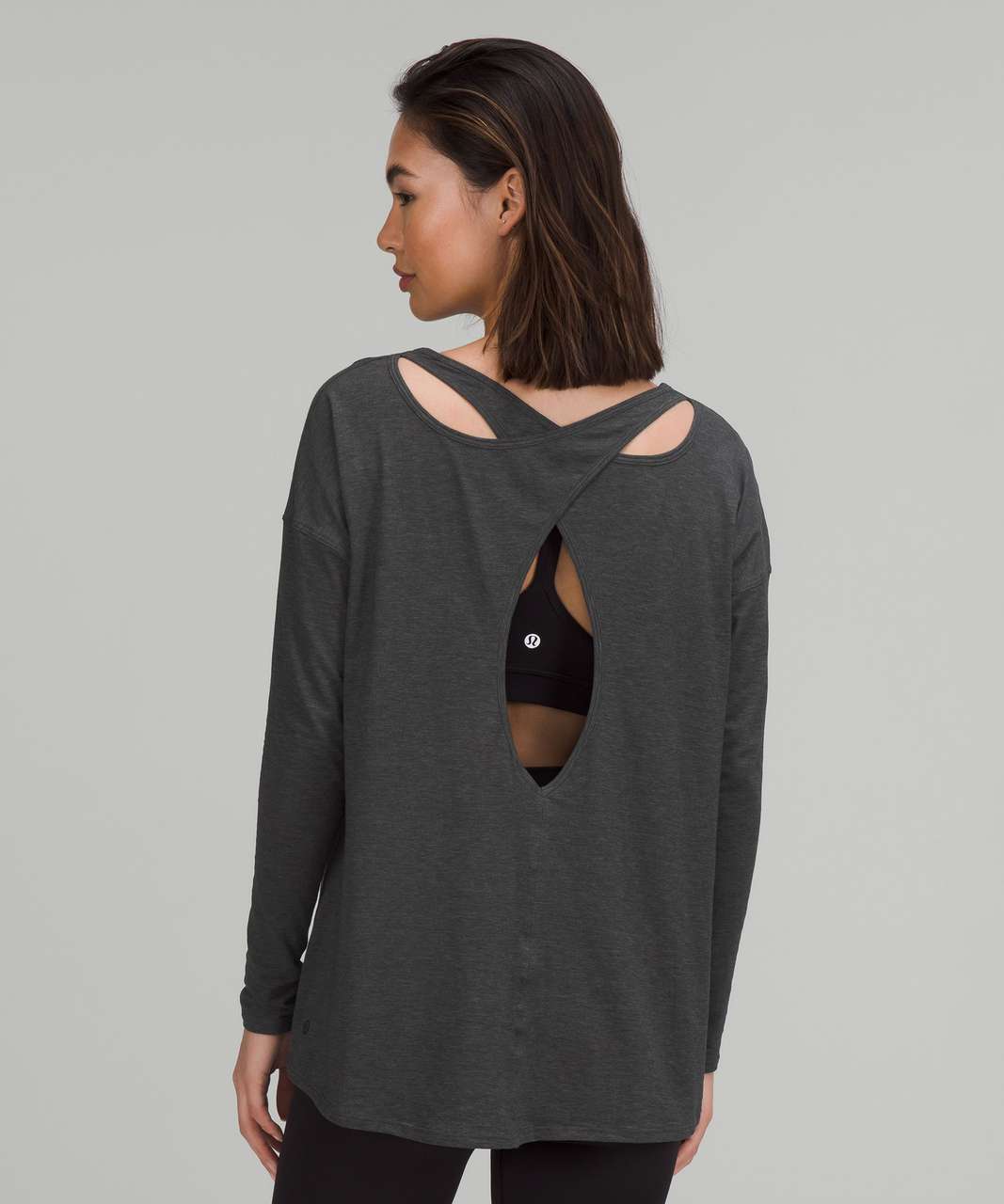 Lululemon Back Into It Long Sleeve Shirt - Heathered Black