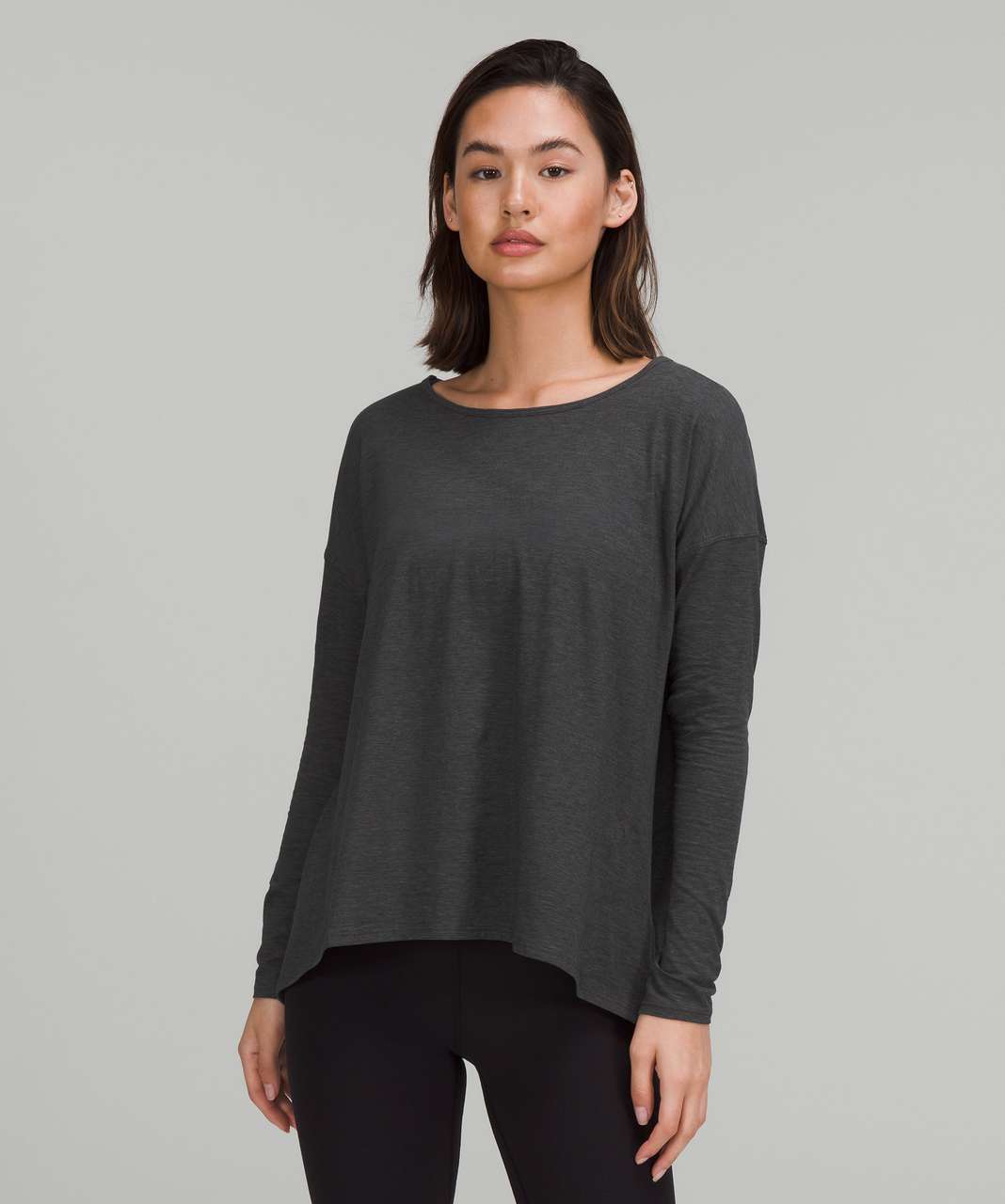 Lululemon Back Into It Long Sleeve Shirt - Heathered Black