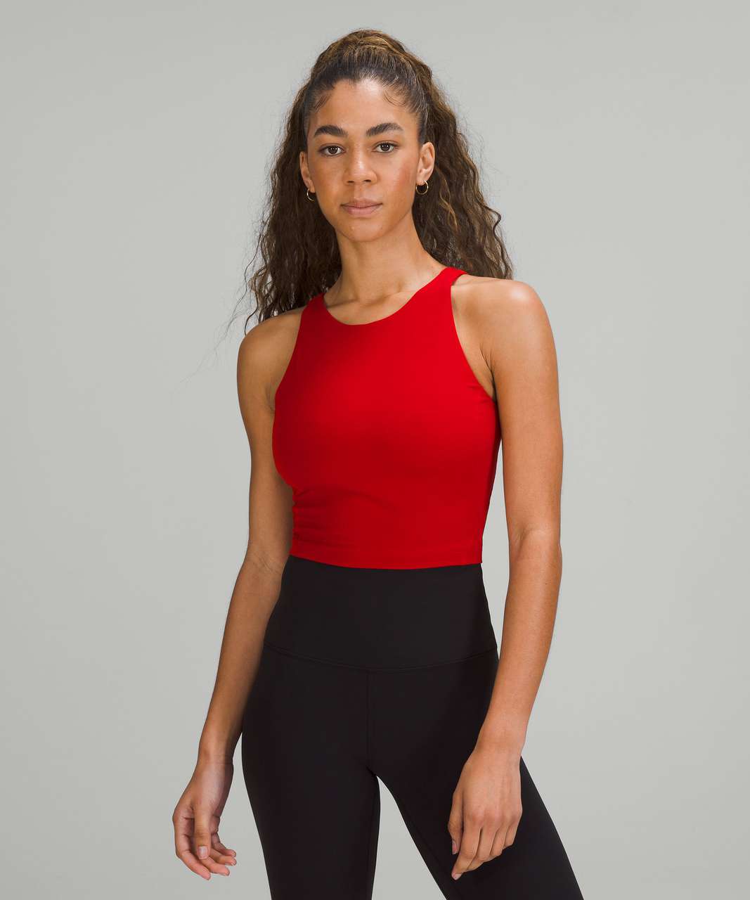 Lululemon Align Tank Cropped Top Sz 10 Built-in-Bra Spray Leaf Firrside Red  SPFR