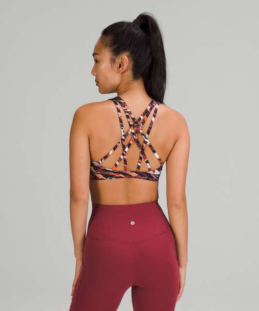 Lululemon Free To Be Serene Strappy Sports Bra Sz 4 XS Oiled Marble Red  Black - $49 New With Tags - From Liz