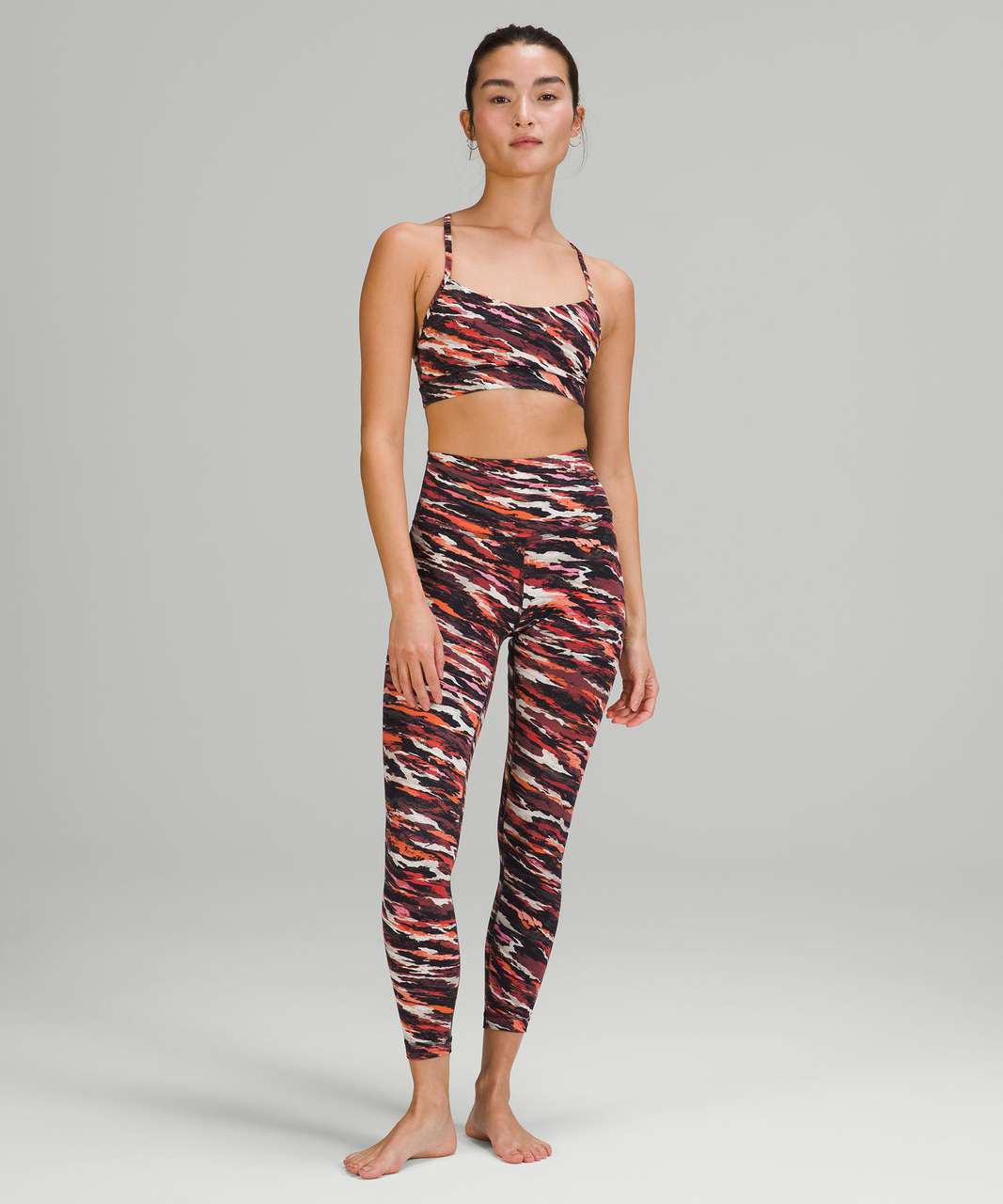 LULULEMON Flow Y Bra Nulu Light Support size 4 Le Tigre Camo Deep