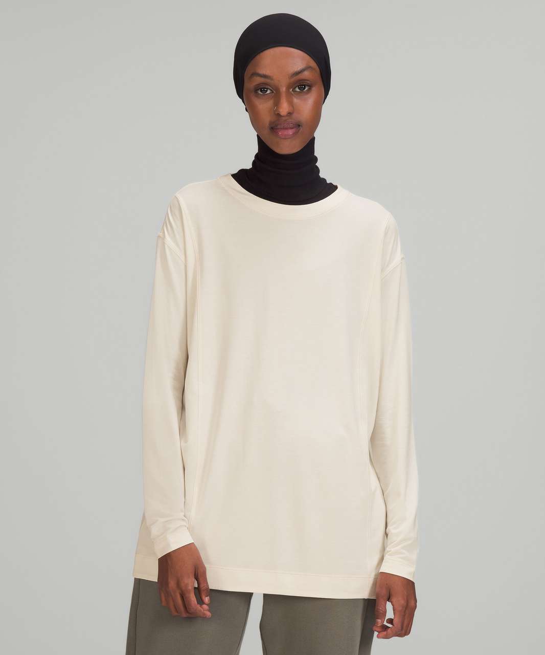 Lululemon Modal Pleated Back Long Sleeve Shirt - White Opal - lulu fanatics