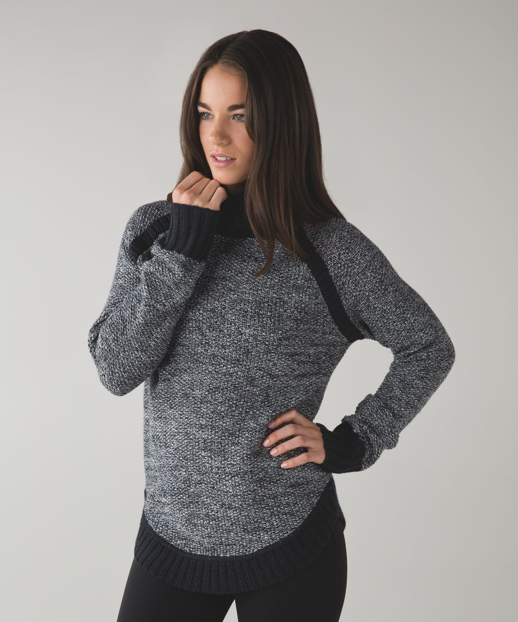 Lululemon Passage To Prana Sweater - Silver Spoon / Heathered Black