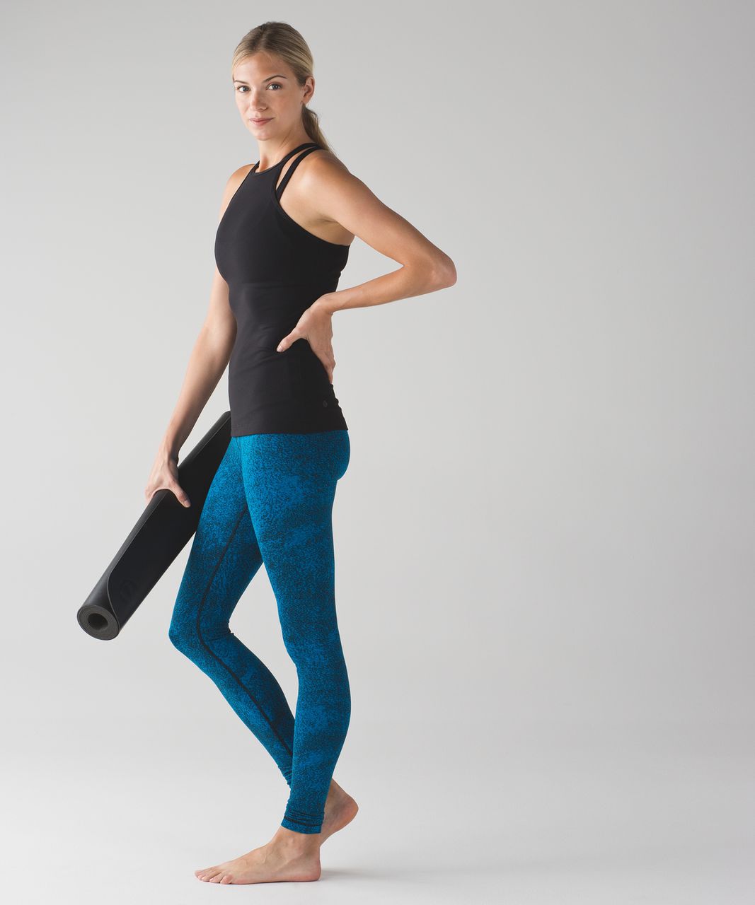 Lululemon Wunder Under Pant III - Luon Spray Jacquard Shocking Blue Black - lulu  fanatics