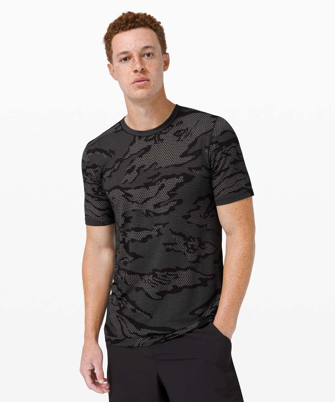 Lululemon Metal Vent Breathe Short Sleeve Shirt - City Camo / Silver Drop / Black