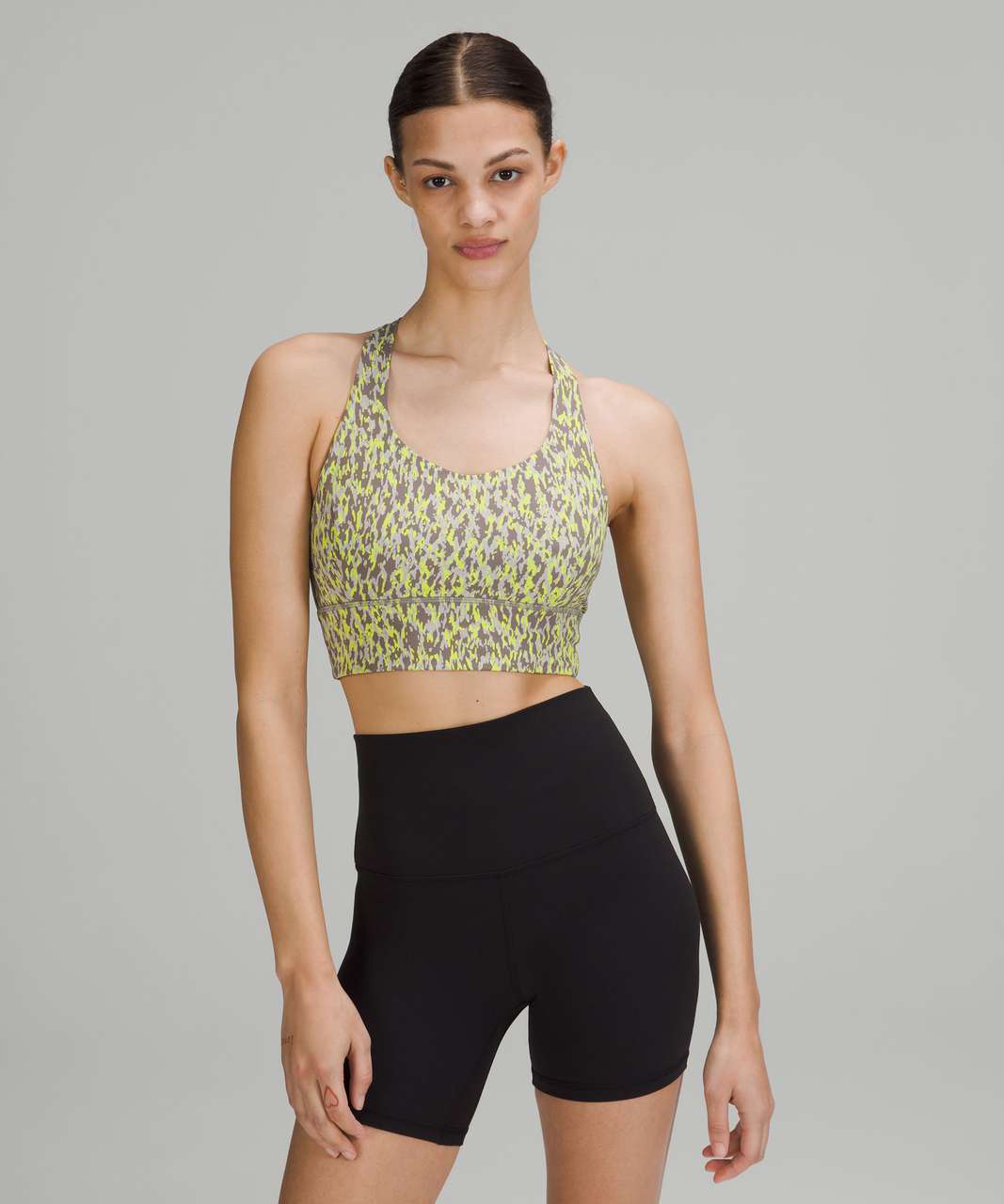 Lululemon Free to Be Serene Longline Bra Light Support, C/D Cup - Leopard Camo Highlight Yellow Multi