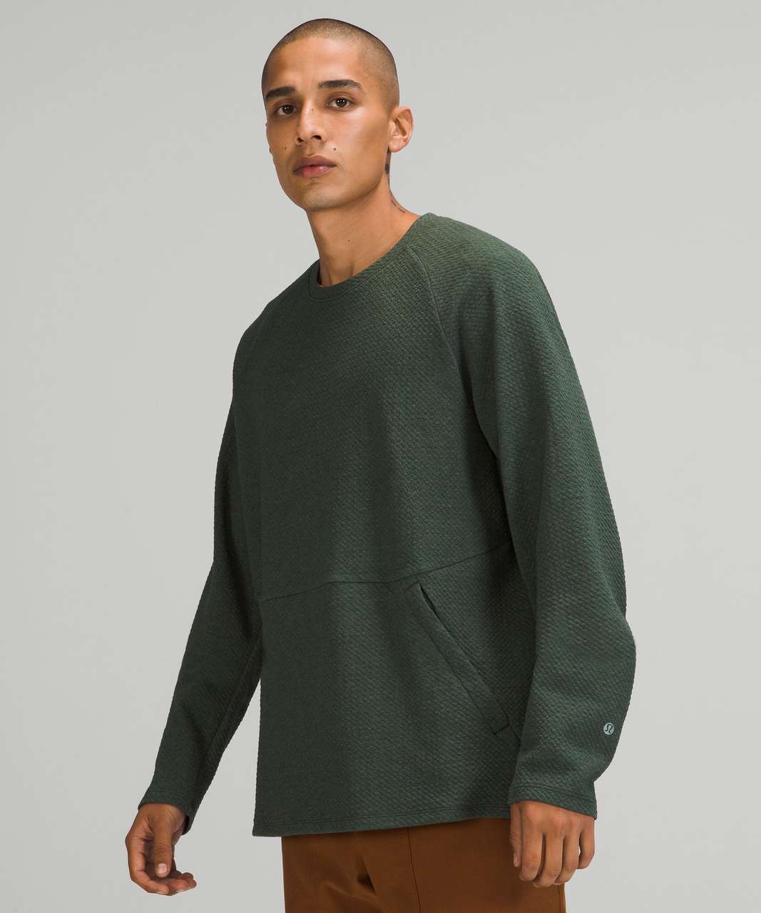 Lululemon At Ease Crew - Heathered Rainforest Green / Black