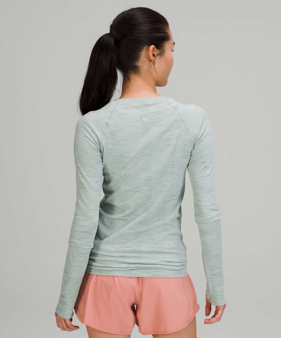 Lululemon Swiftly Tech Long Sleeve Shirt 2.0 - Chroma Check Silver Blue / Creamy Mint Multi