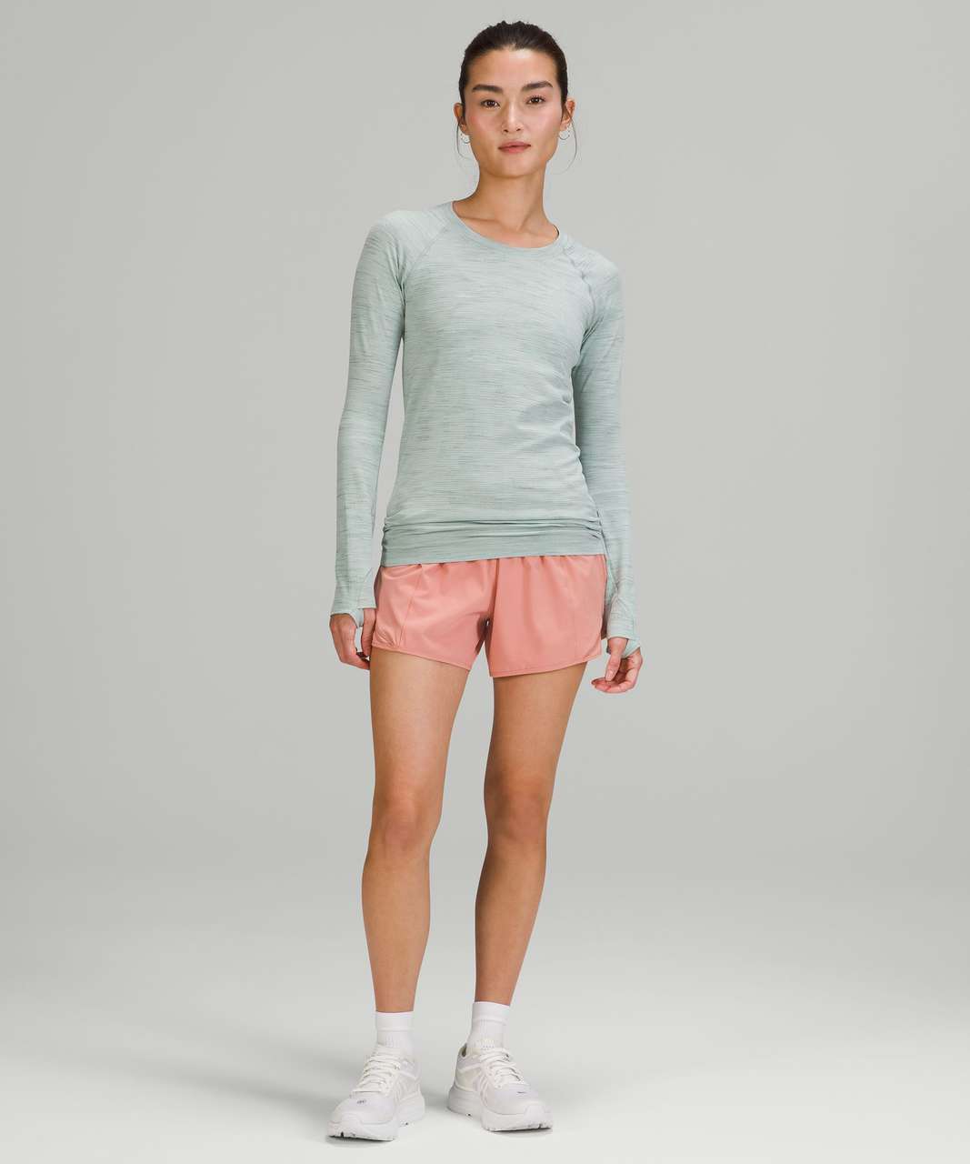 Lululemon Swiftly Tech Long Sleeve Shirt 2.0 - Chroma Check Silver Blue / Creamy Mint Multi