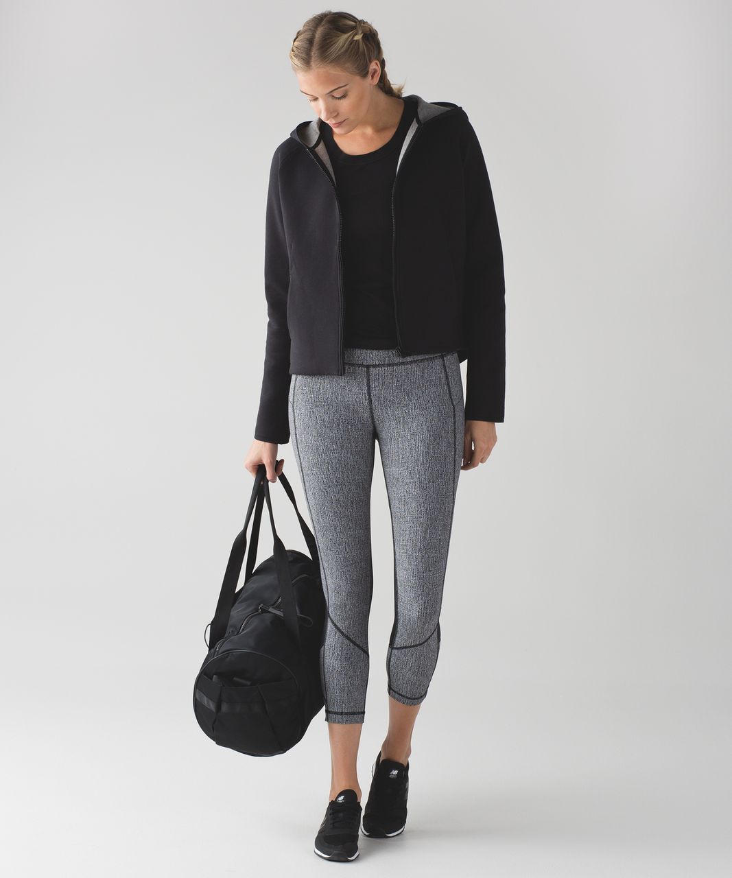 Lululemon Pace Rival Crop (19") - Cross Hatch Heather Black Heathered Ice Grey / Black