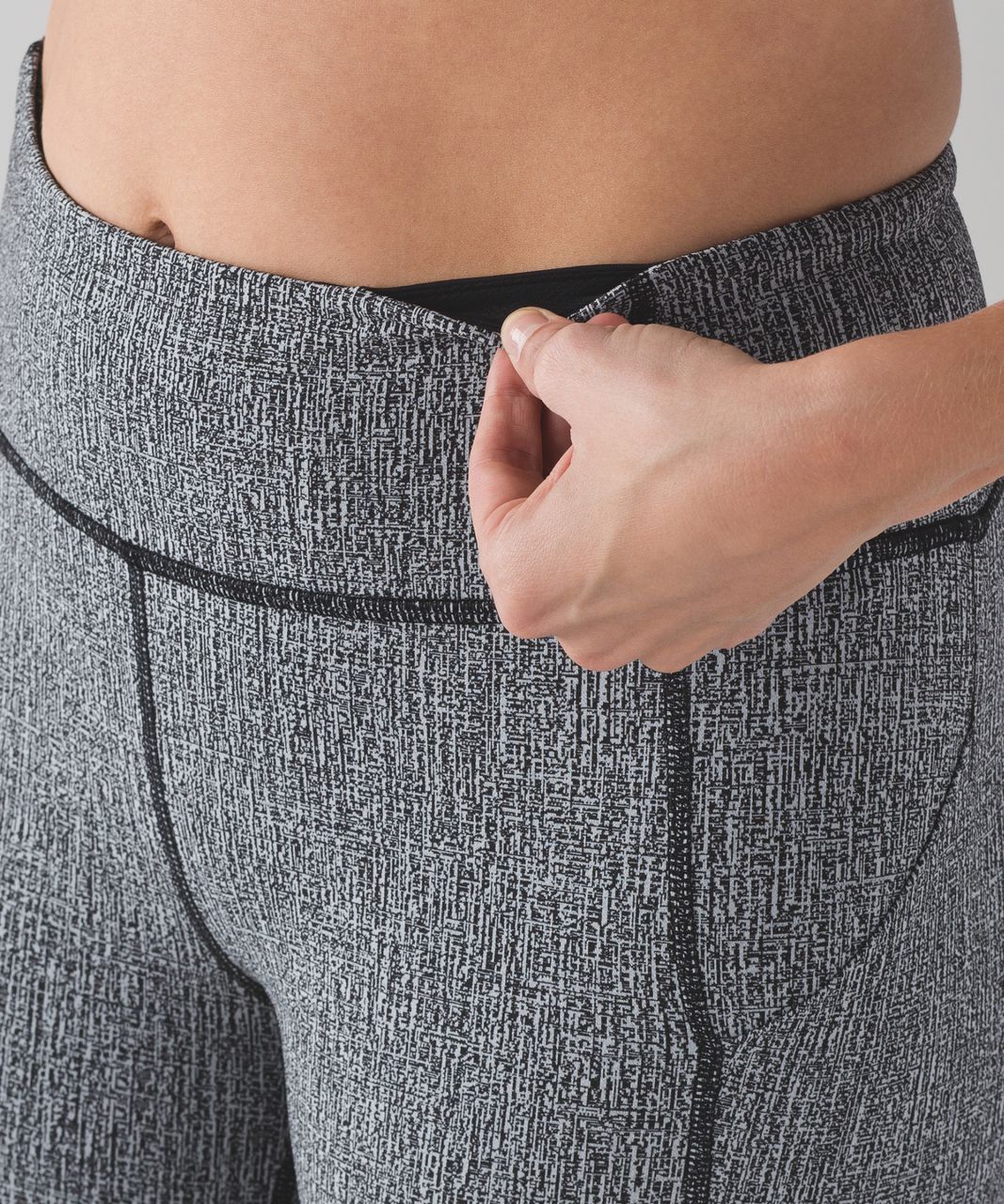 Lululemon Pace Rival Crop (19") - Cross Hatch Heather Black Heathered Ice Grey / Black