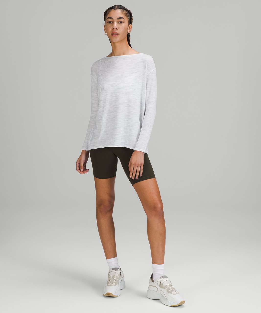 Lululemon Back in Action Long Sleeve Shirt - 3 Colour Space Dye Ice Grey Alpine White