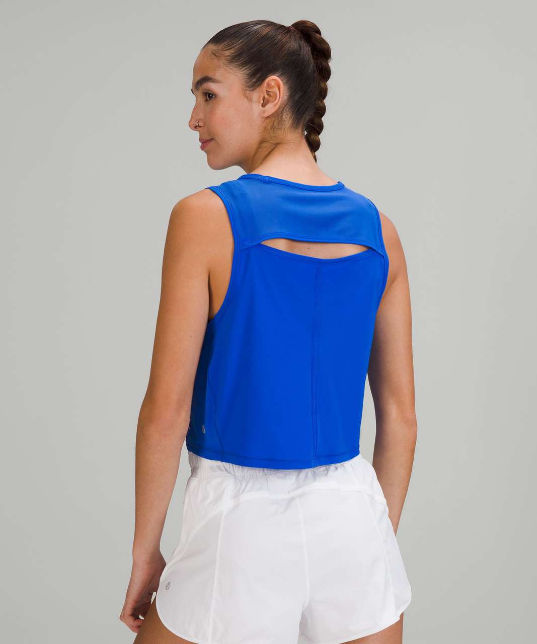 PLT Blue Sculpt Luxe Cropped Gym Top