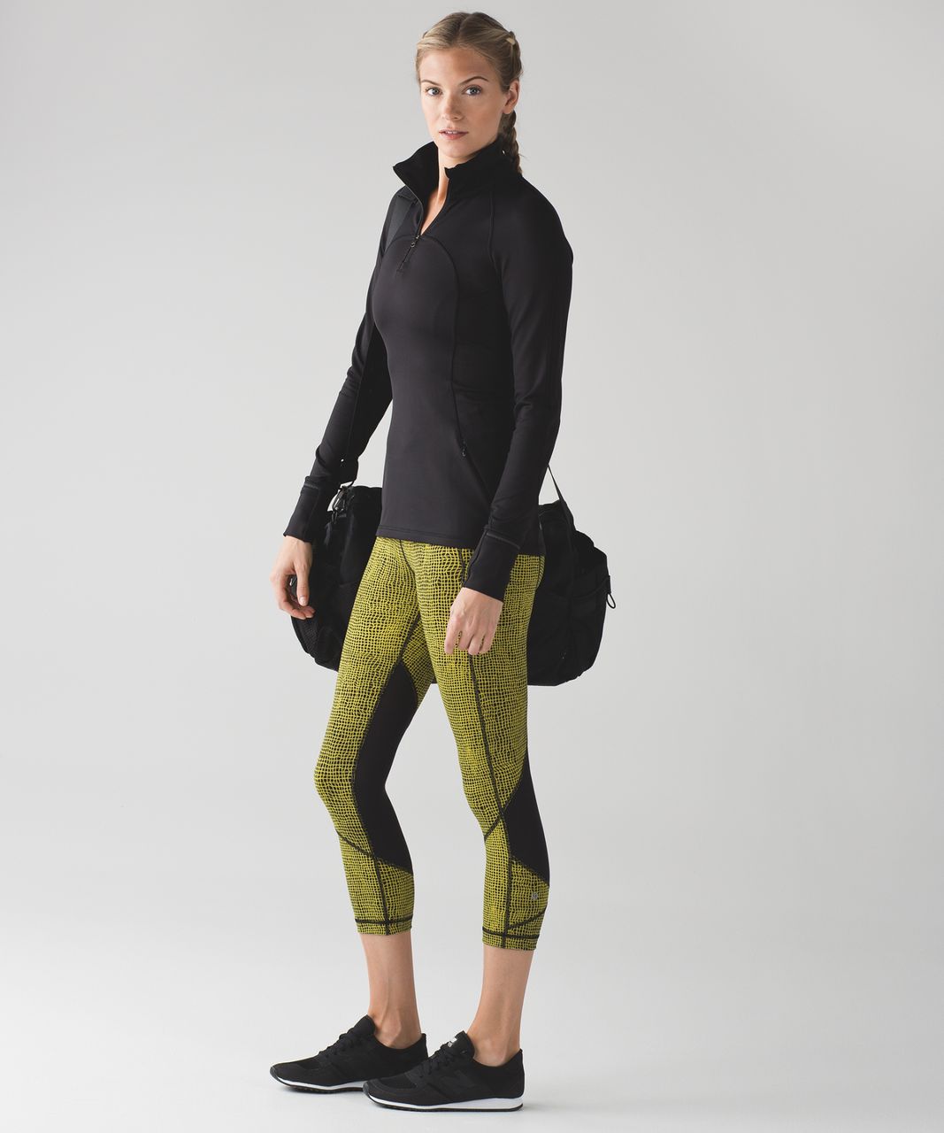 Lululemon Pace Rival Crop (19") - Fall Net Toxic Black / Black