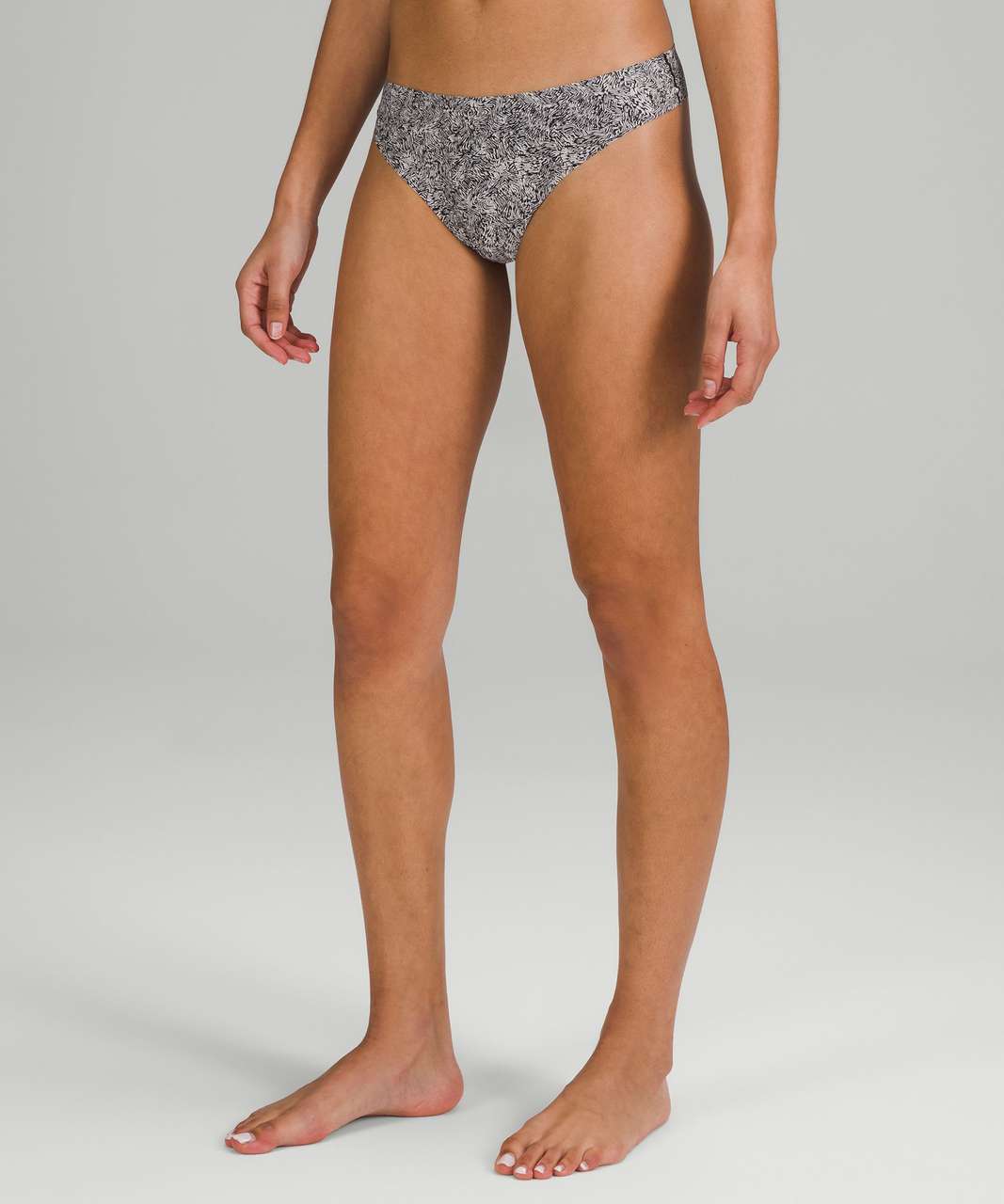 Lululemon InvisiWear Mid-Rise Thong Underwear - Offbeat Mini Chrome Black