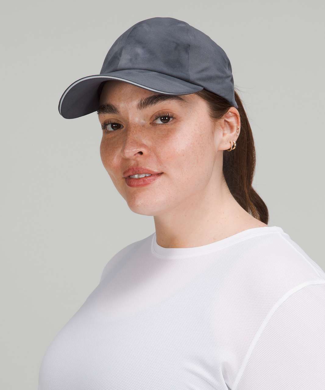 Lululemon Fast and Free Womens Ponytail Running Hat - Diamond Dye Pitch Grey Graphite Grey