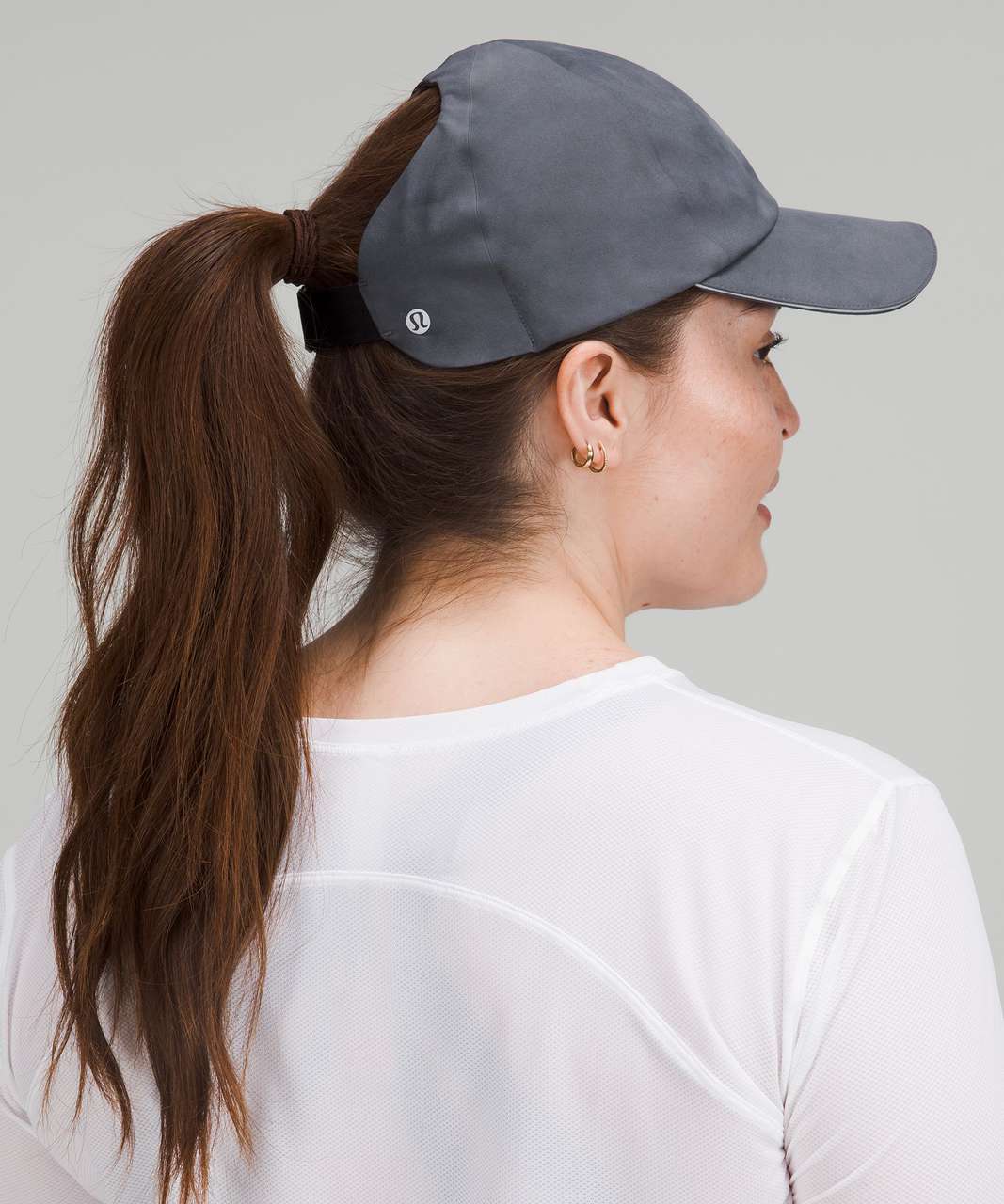 Lululemon Fast and Free Womens Ponytail Running Hat - Diamond Dye Pitch Grey Graphite Grey