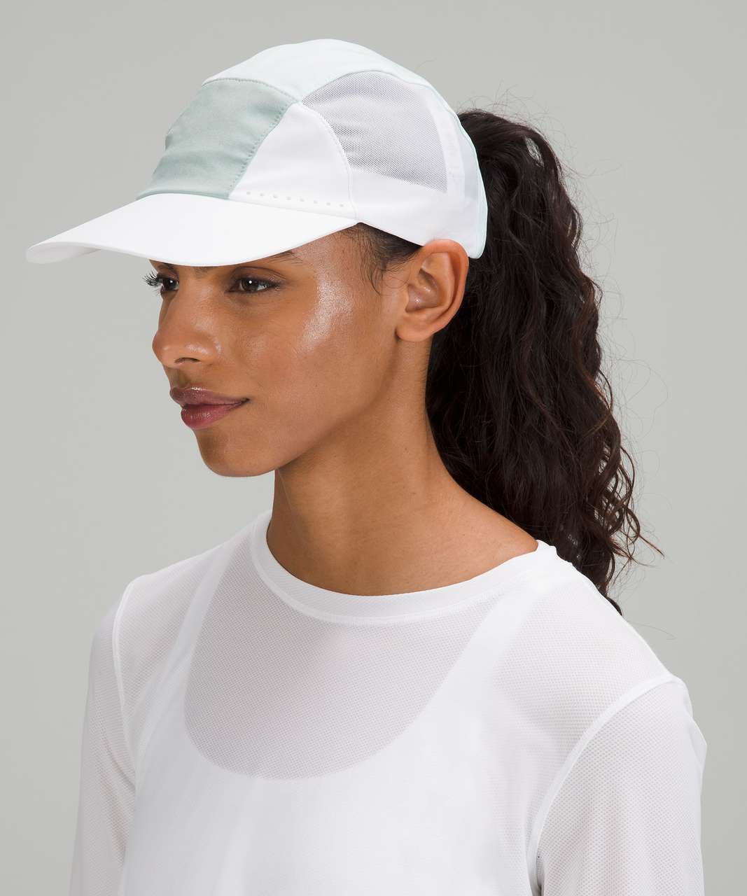 Lululemon Womens Fast and Free Running Hat Elite - White / Sheer Blue / Silver Blue