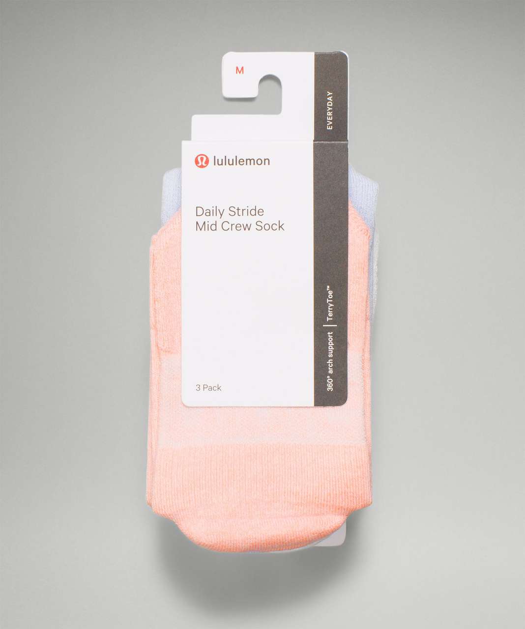 Lululemon Daily Stride Mid-Crew Sock 3 Pack - Dew Pink / Pastel Blue / White