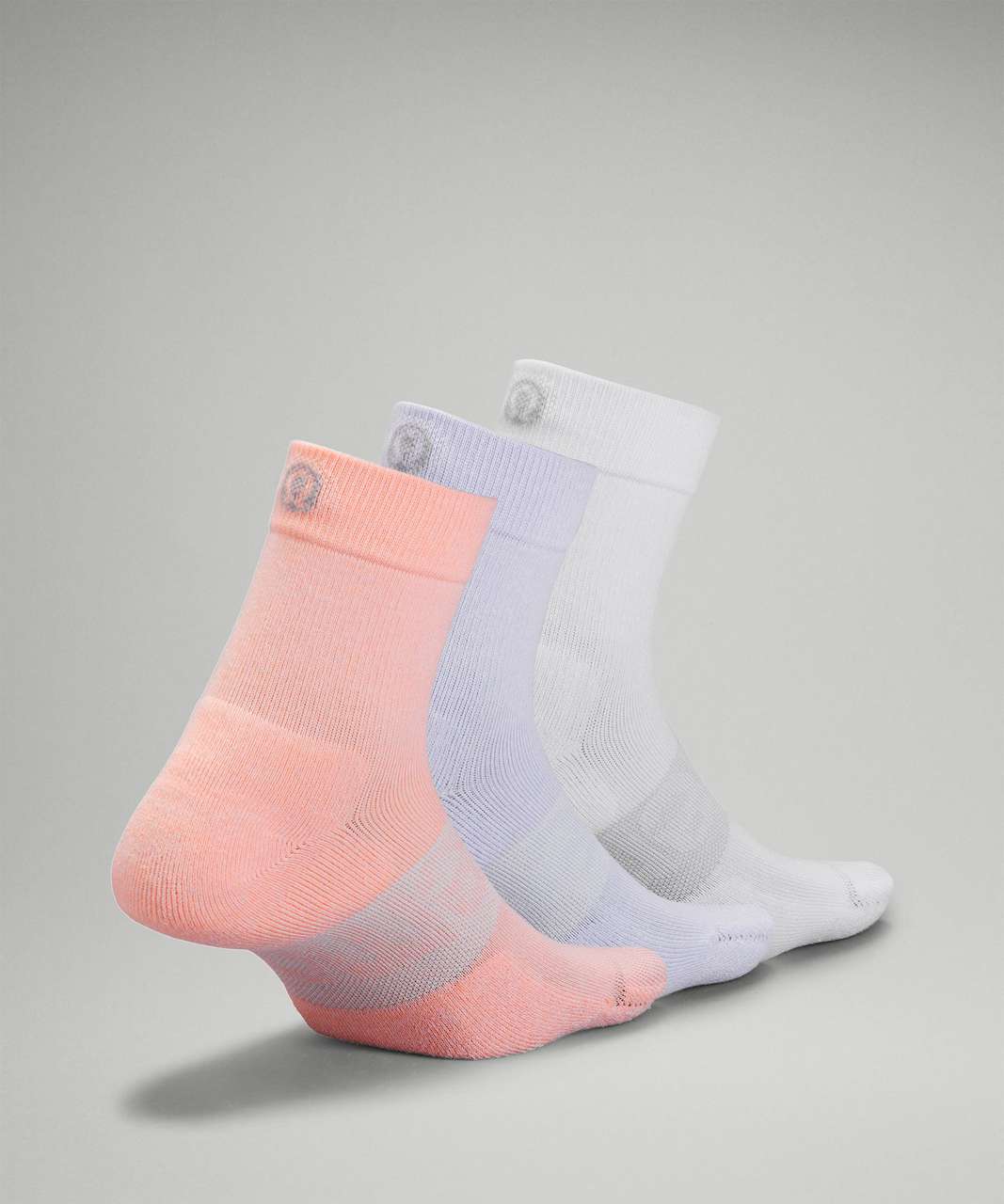 Lululemon Daily Stride Mid-Crew Sock 3 Pack - Dew Pink / Pastel Blue / White