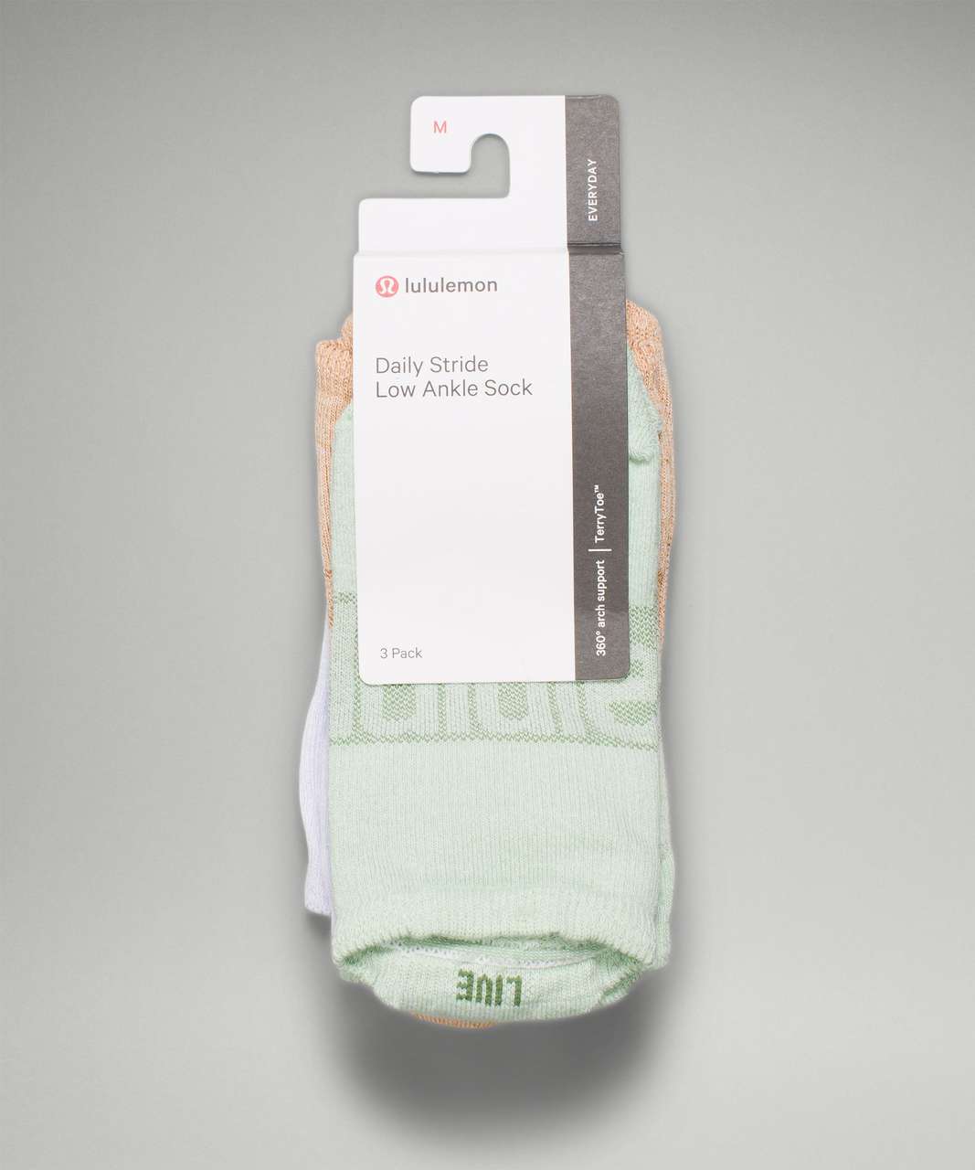 Lululemon Daily Stride Low-Ankle Sock 3 Pack - Creamy Mint / Warm Apricot / Pastel Blue