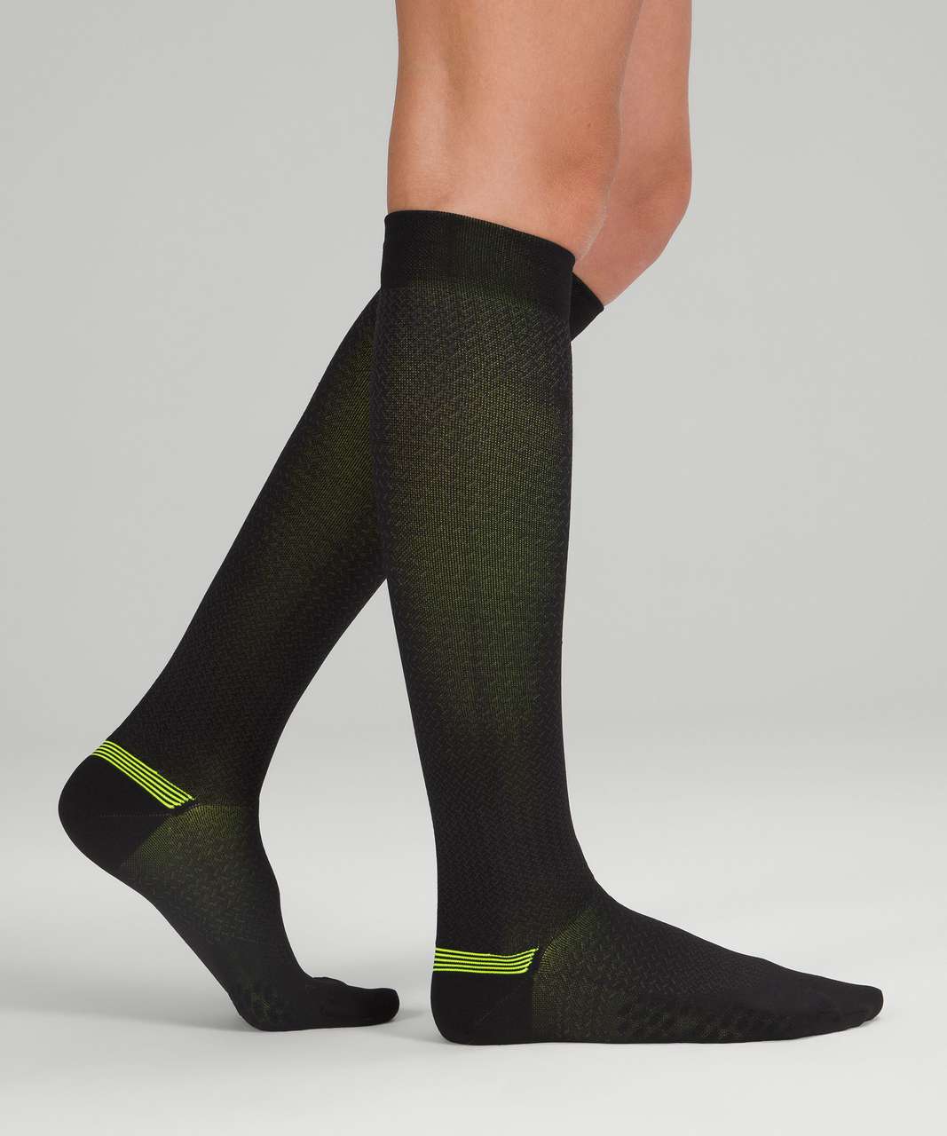 Lululemon MicroPillow Compression Knee-High Running Sock *Light Cushioning - Black / Highlight Yellow