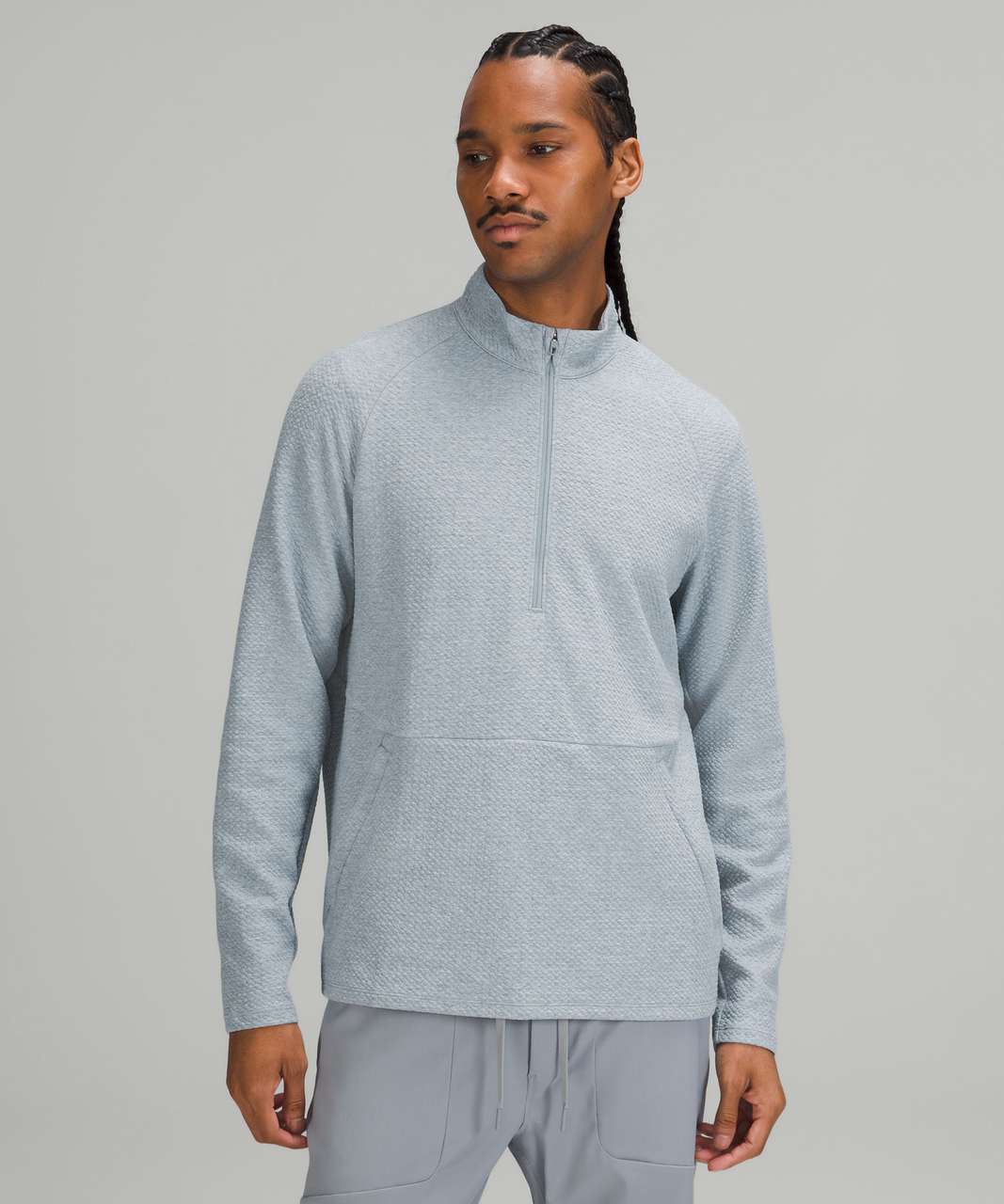 Lululemon At Ease Half-Zip - Heathered Chambray / White