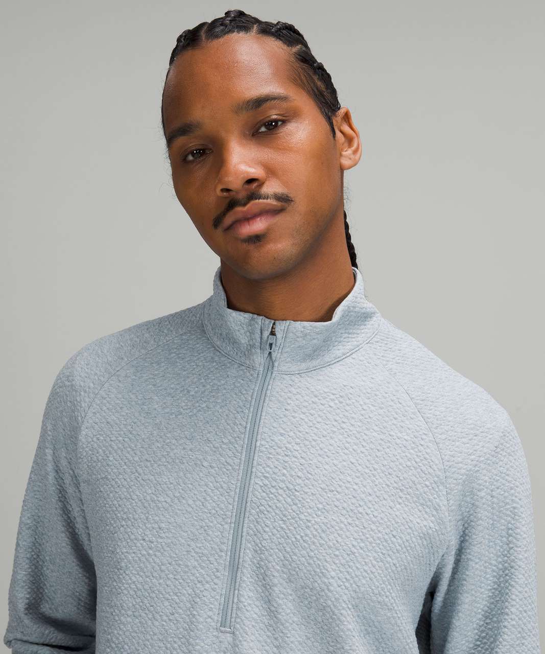 Lululemon At Ease Half-Zip - Heathered Chambray / White