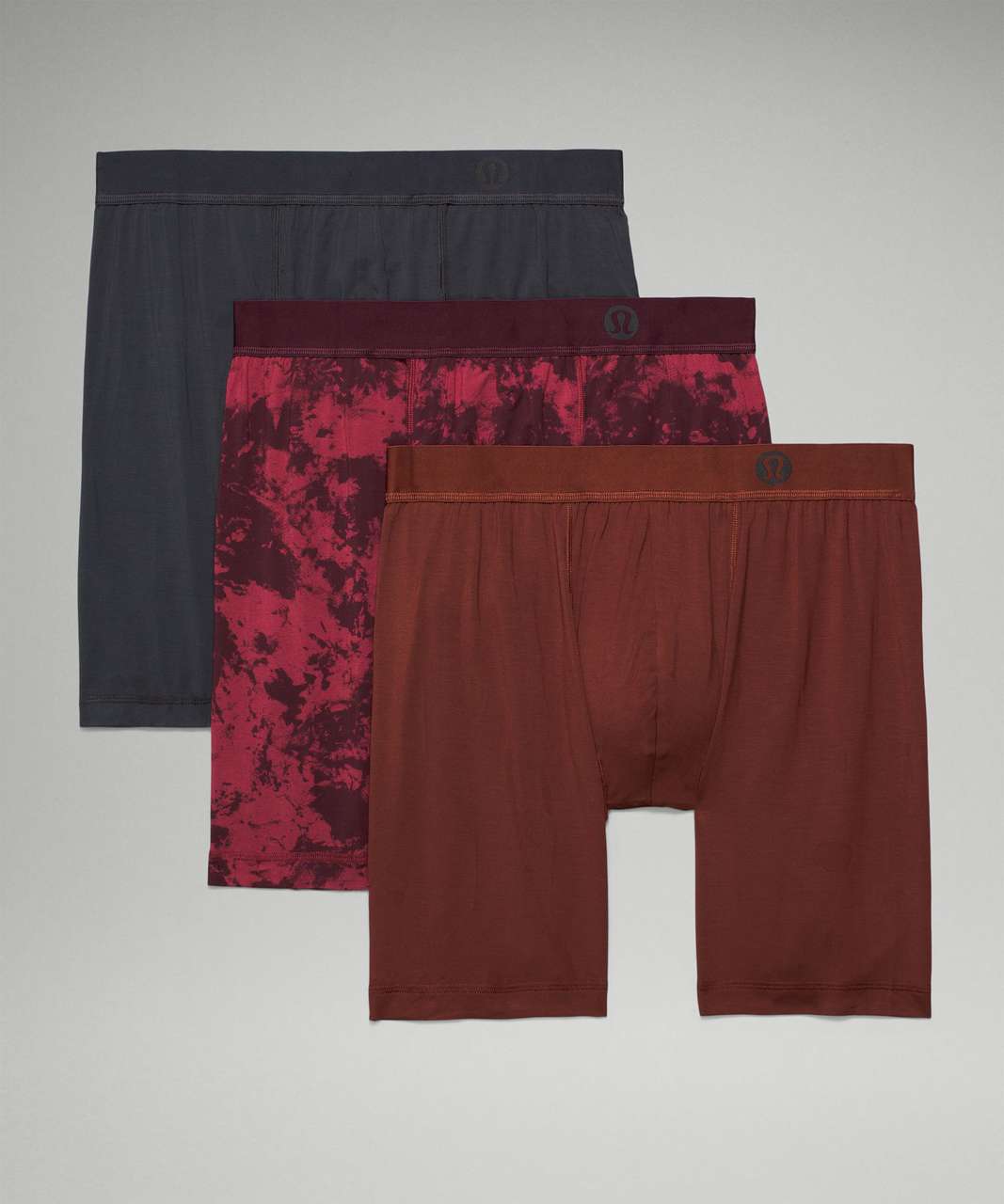 Lululemon Always In Motion Boxer 7" 3 Pack - Date Brown / Obsidian / Spectral Mulled Wine Cassis