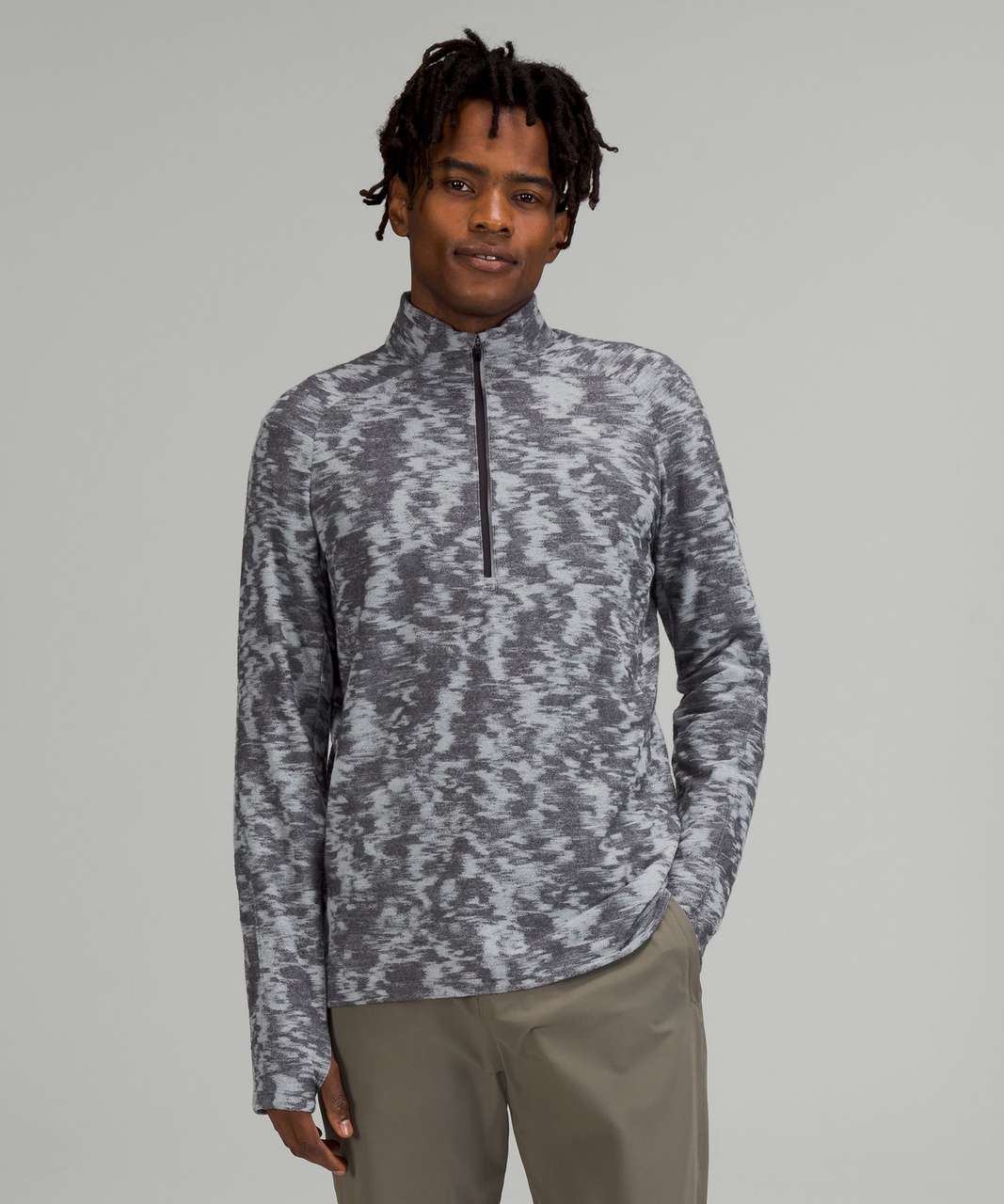 Lululemon Surge Warm Half-Zip - Data Rush Mini Jacquard Rhino Grey Black Granite